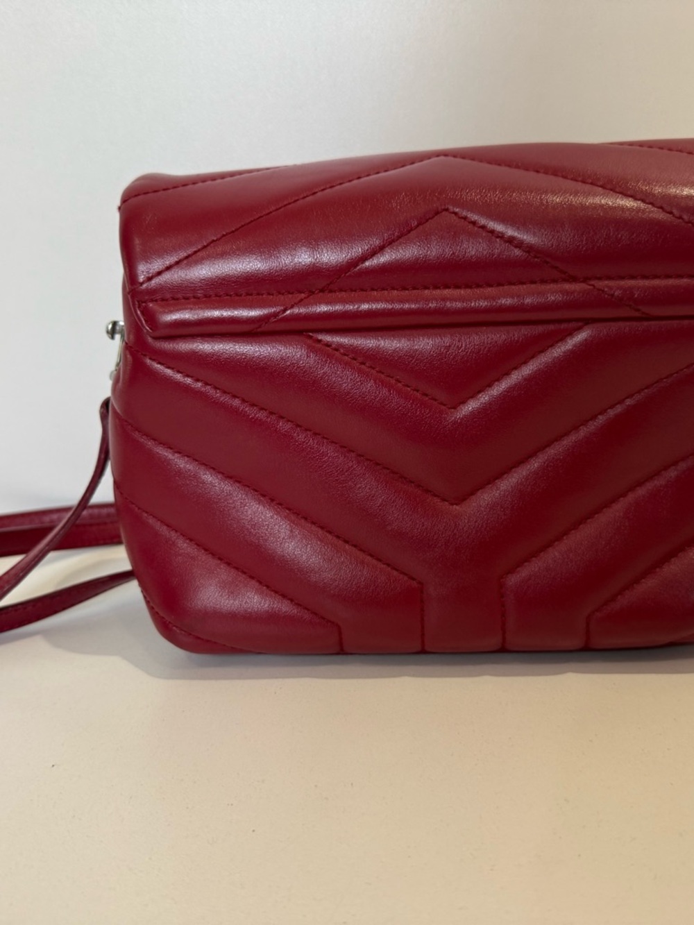 Saint Laurent Burgundy Quilted Leather Crossbody with Silver YSL Logo - Picture 2 of 4